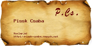 Pissk Csaba névjegykártya